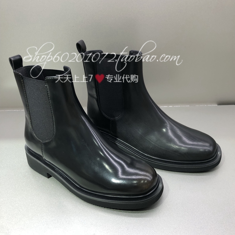 思加图平跟真皮切尔西靴圆头女靴