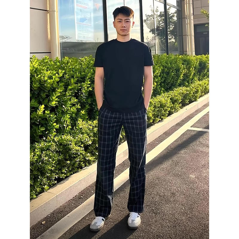 何以至此格子裤子男夏季薄款