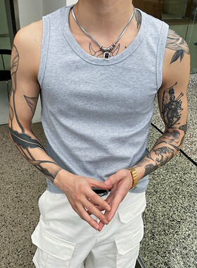高级感螺纹纯棉背心男夏季运动