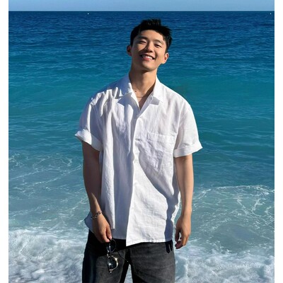 纯白色衬衫短袖男款夏季潮流