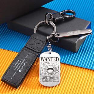 海贼王周边路飞索隆艾斯悬赏通缉令钛钢军牌钥匙扣挂件男女车钥匙