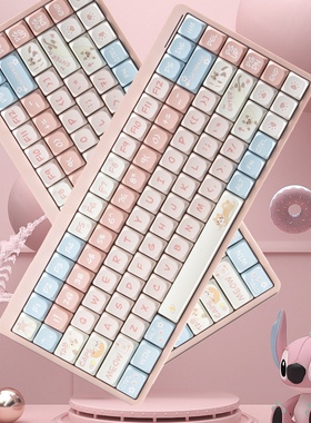 咪星人YK75可爱矮轴机械键盘超薄无线蓝牙三模猫喵Mac平板办公WIN