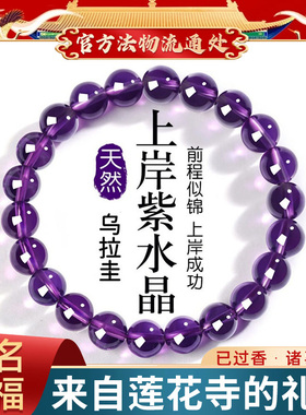普陀山天然乌拉圭紫水晶手链本命年招财转运送礼物九紫离火手串