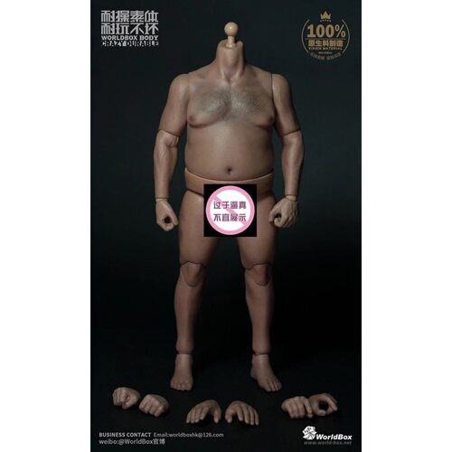 现货WorldBox AT018  1/6兵人耐操素体真胖子适合无脖子男头雕