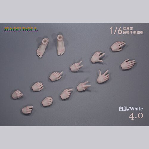 JIAOUL DOLL 1/6女兵人素体手型脚型包 4.0精装手型 多肤色可选