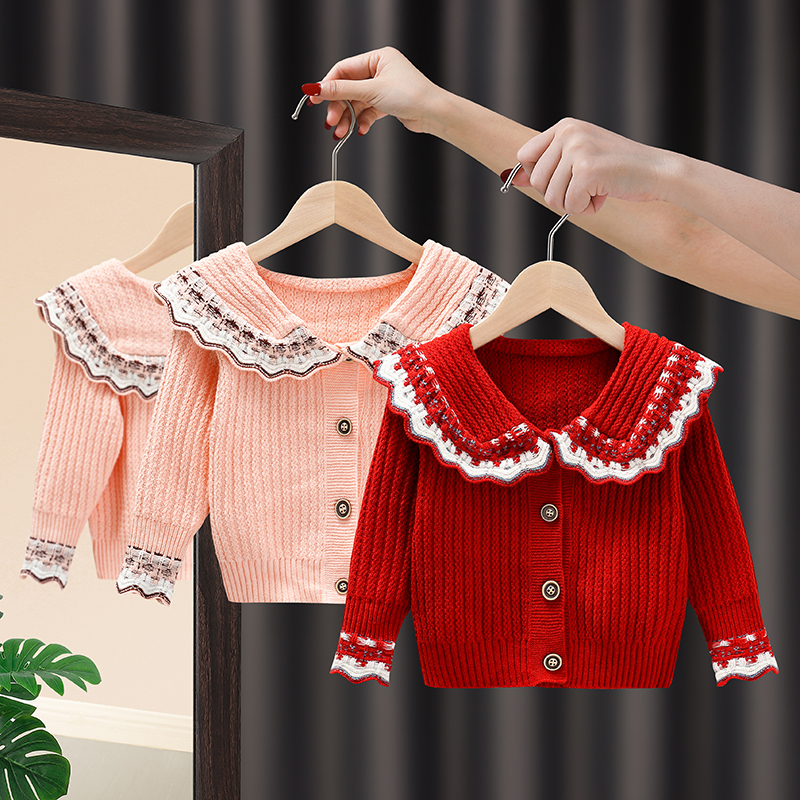 韩版秋冬新款女童针织开衫