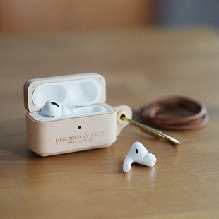 MISKSOLA新款airpod pro3复古手工二三代airpods pro2耳机壳保护套植鞣皮实木头层牛皮手工制作