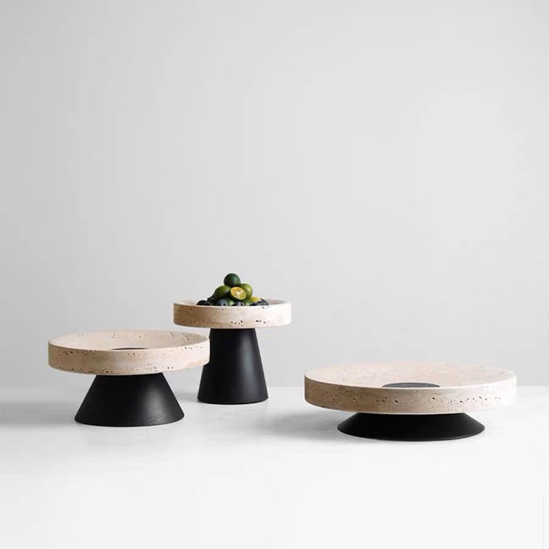 现代创意洞石果盘摆件高级感样板房客厅茶几桌面收纳盘大理石托盘,家居饰品,桌面摆件,淘宝优惠券,粉丝福利购,淘宝优惠卷