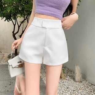 白色西装高腰显瘦辣妹阔腿短裤女2026薄款小个子休闲宽松直筒短裤