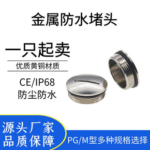 黄铜镀镍PGM型金属防水防尘闷盖配电箱孔堵外六角圆形密封堵塞件