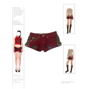 亚比y2k千禧穿搭辣妹拼接设计牛仔超短裤女性感ins低腰修身热裤子