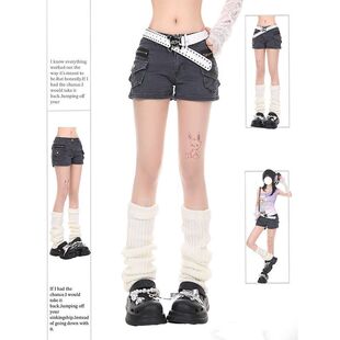 女夏季 KNOW8美式 高街多口袋工装 短裤 子 辣妹紧身显瘦包臀超短热裤