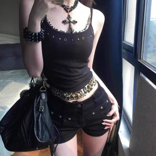 辣妹柳钉超短牛仔裤女设计感显瘦百搭弹力亚比千禧性感包臀热裤子