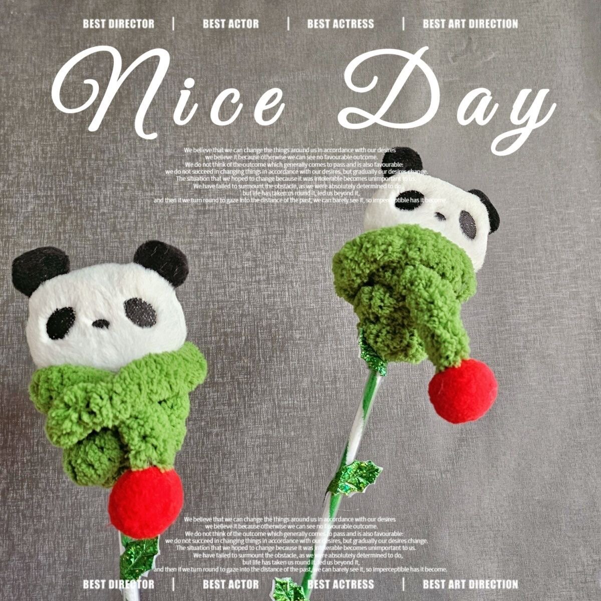 原创可爱卡通长条绒熊猫逗猫棒带铃铛成幼猫耐咬磨牙互动玩具