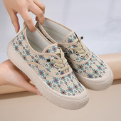 春秋新款 软底防滑一脚蹬帆布鞋 老北京布鞋 女透气休闲中老年妈妈鞋