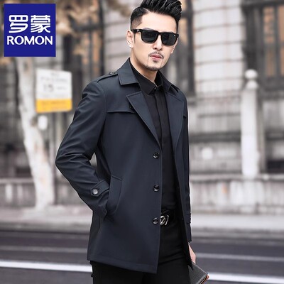 罗蒙高端男士风衣春秋款休闲外套修身短款商务百搭男装时尚上衣