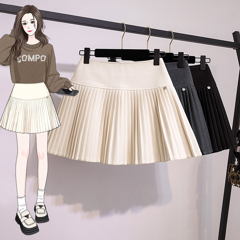 实拍大码女装秋冬新款韩版辣妹高级感A字潮流设计显瘦修身半身裙