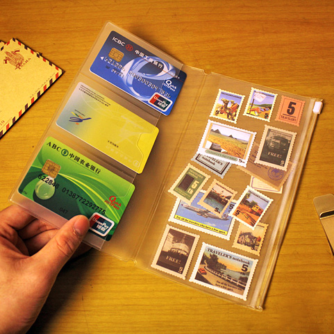 旅行者日记本手工pvc票据拉链袋