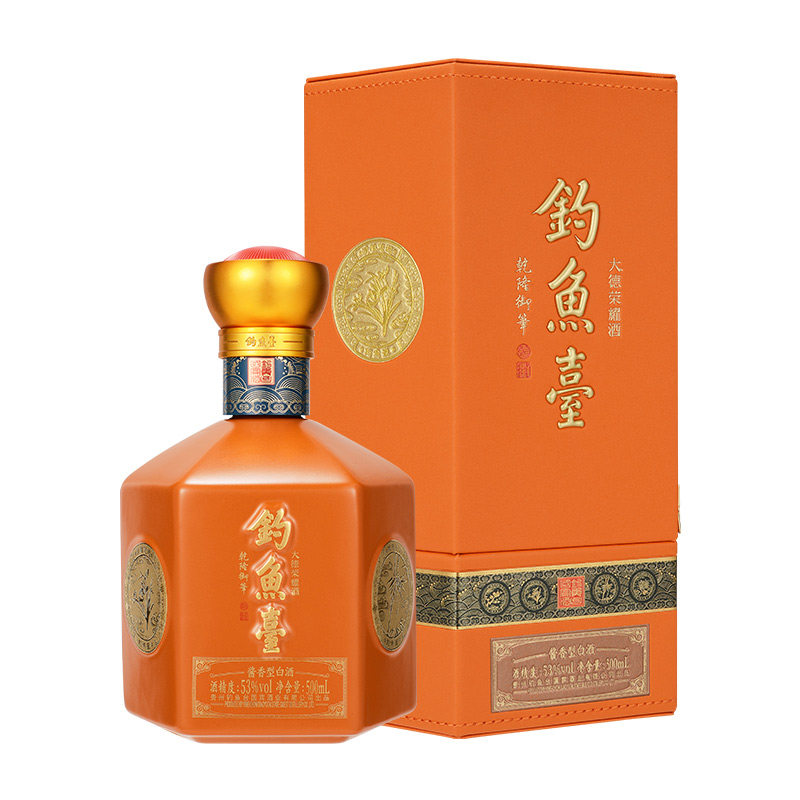 【官方直营】钓鱼台大德荣耀酒53度500ml*1瓶礼盒装酱香型白酒
