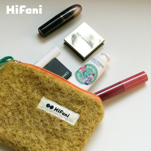 喜番里HiFani OK毛毛收纳包便携小号补妆包随身小口红耳机杂物包
