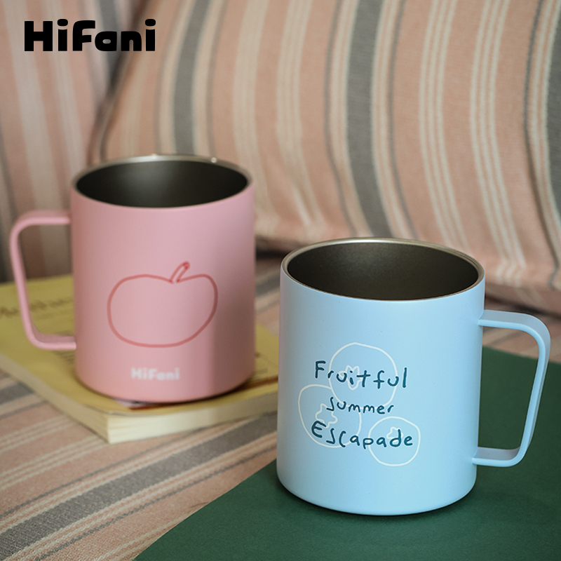 喜番里HiFani喝个水果马克杯带盖保温杯不锈钢水杯办公室咖啡杯子