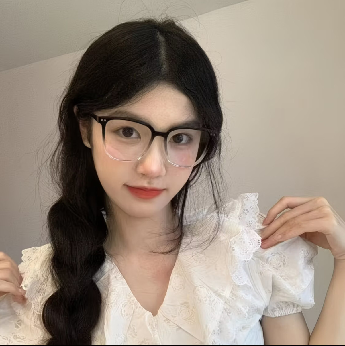 度数可配潮网红款渐变黑方框女春季小红书防蓝光抗辐射近视眼镜女