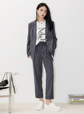 CLMX 换季Bi入 精选羊毛混纺纱 一粒扣戗驳领西装+翻边神裤