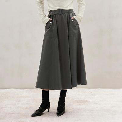 配腰带半身裙配腰带半身裙