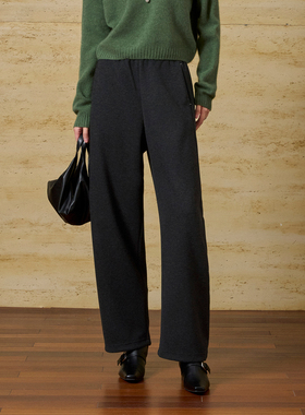 CLMX瘦腿显高窄脚阔腿裤悬垂柔软丝羊毛混纺针织双面布通勤休闲裤
