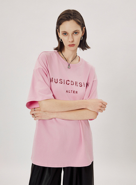 CLMX 高支全棉双纱面料高质感柔软 复古BF风圆领印花短袖廓形T恤