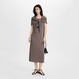 CLMX针织三件套混色莱赛尔棉亚麻混纺针织面料背心/连衣裙/三角巾