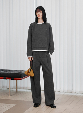 CLMX 假两件卫衣/宽松小脚休闲裤 Athflow造型感卫衣卫裤套装