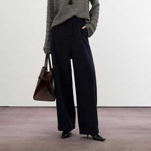 CLMX秋冬休闲弯刀裤 女 云柔棉羊毛混纺复合针织布松弛橡筋腰阔腿裤