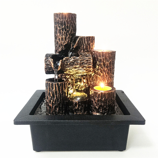 跨境新款Resin fountain流水摆件桌面蜡烛喷泉树脂工艺品家居礼品