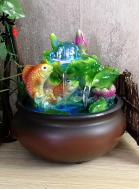 创意中式流水喷泉摆件办公室桌面客厅招财家居装饰开业礼品