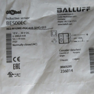 S04G 原装 003 POC40B M12ME BALLUFF巴鲁夫传感器BES00EC BES