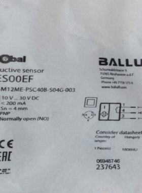 原装BALLUFF巴鲁夫传感器BES M12ME-PSC40B-S04G-003BES00EF