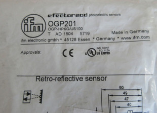 HPKG OGP US100接近开关 IFM易福门镜面反射光电传感器OGP201 原装