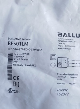 原装BALLUFF巴鲁夫传感器BES 516-377-EO-C-S49-00,2 BES01LM
