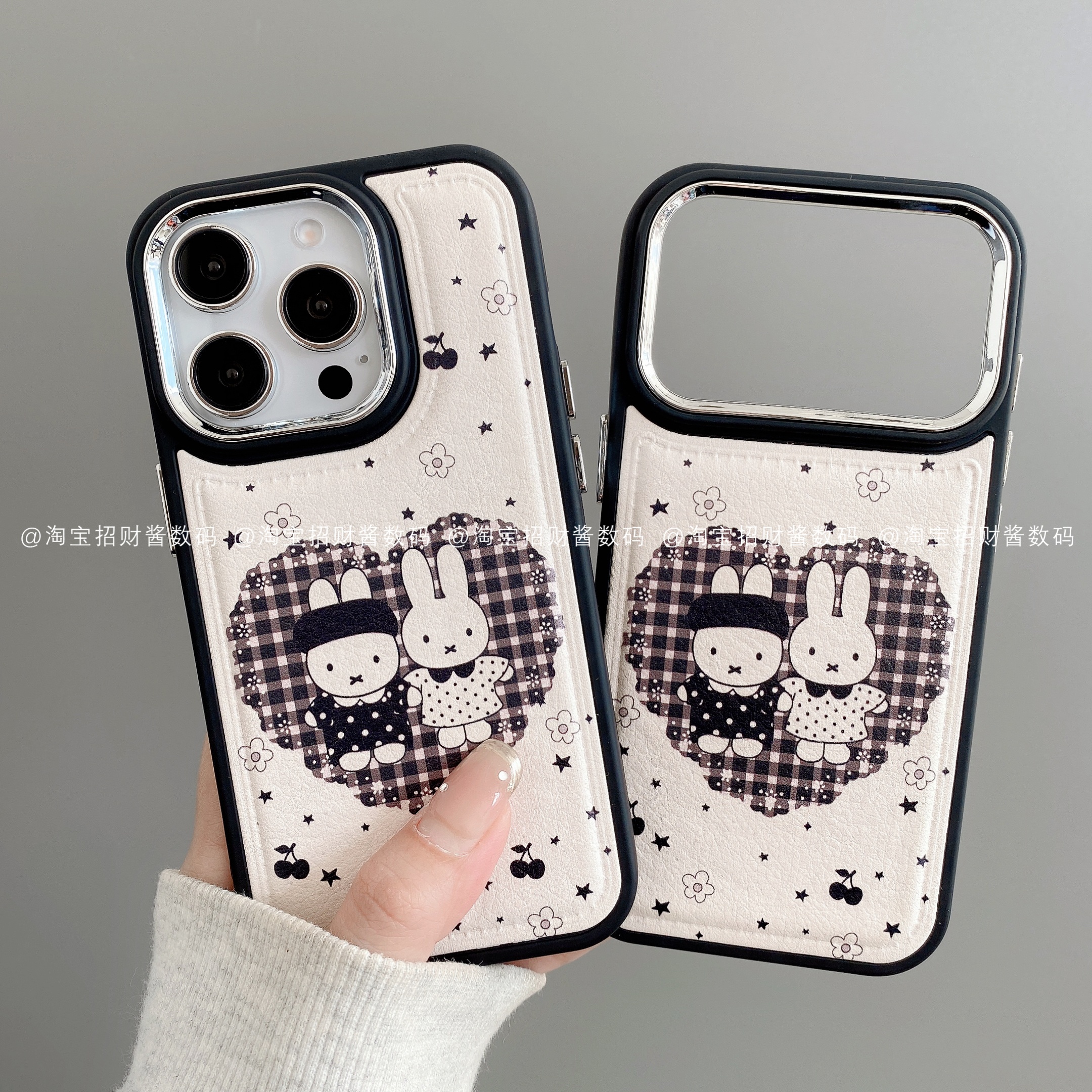 爱心黑白格MF潮镜框鼓皮适用iphone17pro手机壳苹果16promax/15/14/13/12保护套华为mate70/60/pura80/70/p60