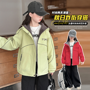 【加厚奥粒绒】女童外套连帽派克服秋冬时尚洋气防风衣加绒上衣