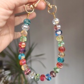 超闪亮人造水晶双扣头轻奢高级感手工串珠防丢手机链女挂件挂饰