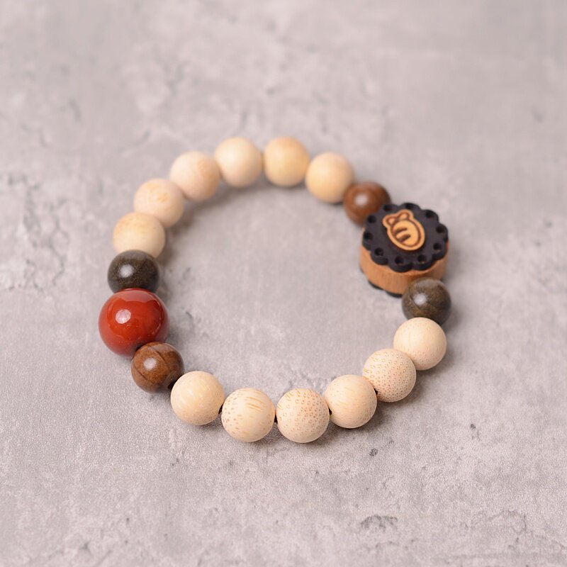 战国红玛瑙桃木阴沉木手串女款新中式小众古风木质佛珠手把件手链