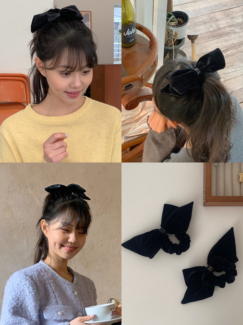 俏皮少女丝绒蝴蝶结发圈