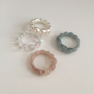 现weloveeva/acc 韩国饰品 小众夏日波浪纹理亚克力不规则戒指