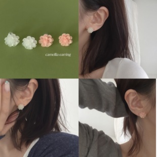 weloveeva/acc韩国饰品|S925银针清新优雅山茶花耳钉韩网爆款