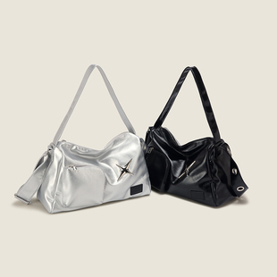 韩式 小众托特包软皮大容量通勤包休闲简约斜挎包拉链大包机车包女