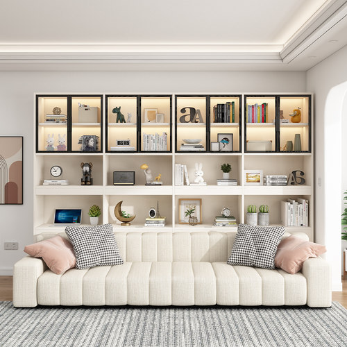 收纳柜实木奶油风书柜置物柜