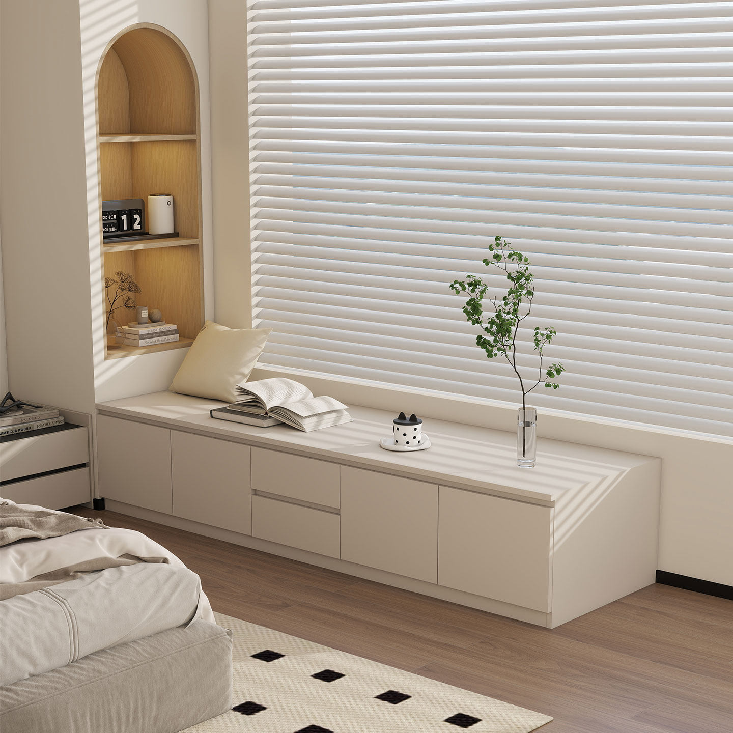 实木飘窗柜阳台收纳储物柜子落地置物柜可坐人榻榻米矮柜地柜定制,住宅家具,飘窗柜,淘宝优惠券,粉丝福利购,淘宝优惠卷