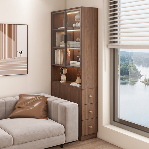 实木沙发边柜夹缝收纳柜定制书柜